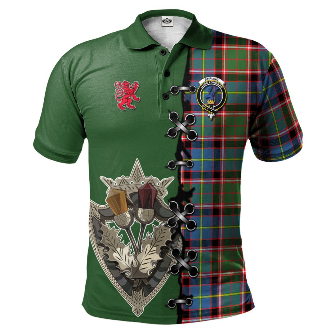 Stirling Bannockburn Tartan Polo Shirt - Lion Rampant And Celtic Thistle Style