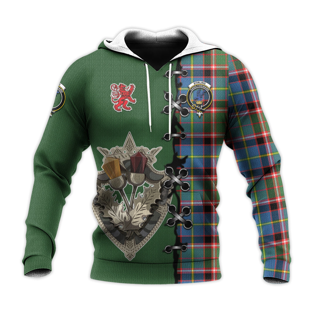 Stirling Bannockburn Tartan Hoodie - Lion Rampant And Celtic Thistle Style