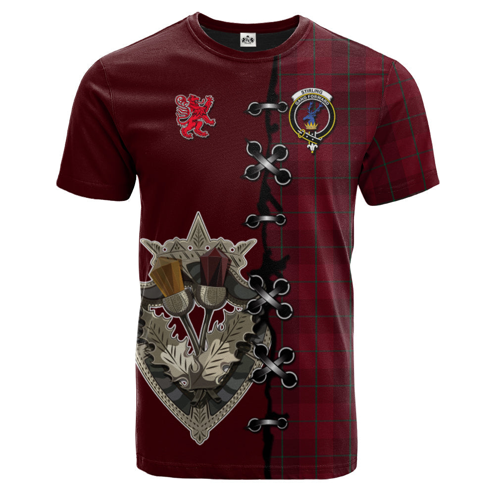 Stirling of Keir Tartan T-shirt - Lion Rampant And Celtic Thistle Style