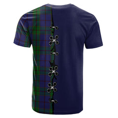 Strachan Tartan T-shirt - Lion Rampant And Celtic Thistle Style