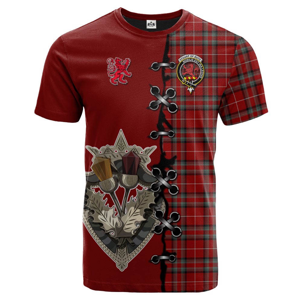 Stuart of Bute Tartan T-shirt - Lion Rampant And Celtic Thistle Style