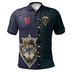 Sutherland Tartan Polo Shirt - Lion Rampant And Celtic Thistle Style