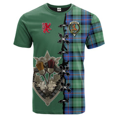 Sutherland Ancient Tartan T-shirt - Lion Rampant And Celtic Thistle Style