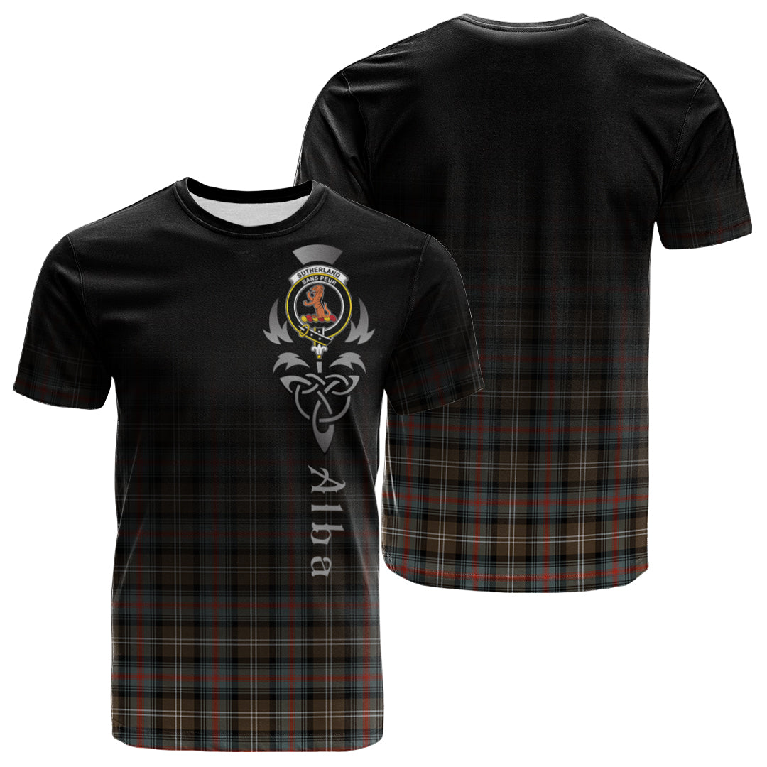 Sutherland Weathered Tartan Crest T-shirt - Alba Celtic Style