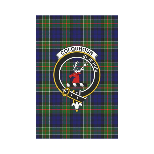 Colquhoun Modern Tartan Crest Garden Flag