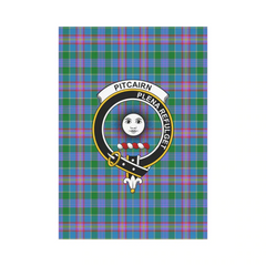 Pitcairn Hunting Tartan Crest Garden Flag