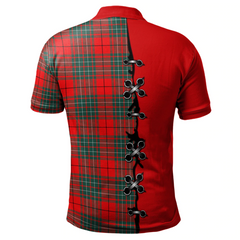 Cheyne Tartan Polo Shirt - Lion Rampant And Celtic Thistle Style