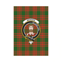 Menzies Green Modern Tartan Crest Garden Flag