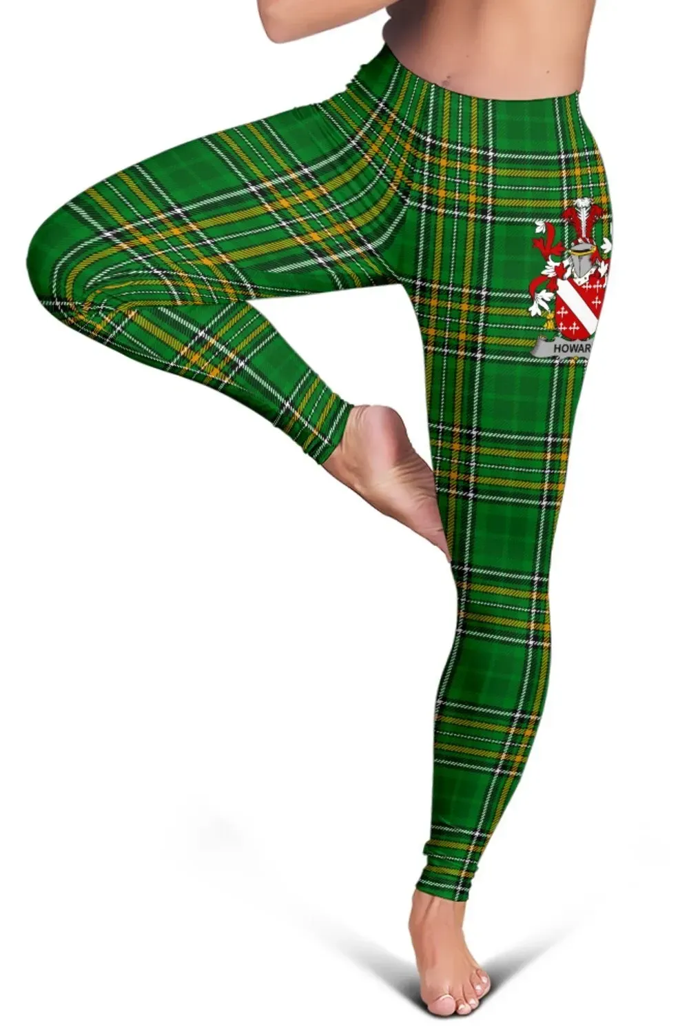 Howard Irish National Tartan Coat of Arms Capris Leggings