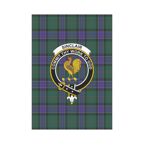 Sinclair Hunting Modern Tartan Crest Garden Flag