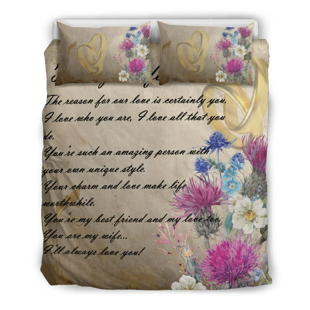 Scots Print Bedding Set - Valentine To My Wife Thistle Style Bedding Set