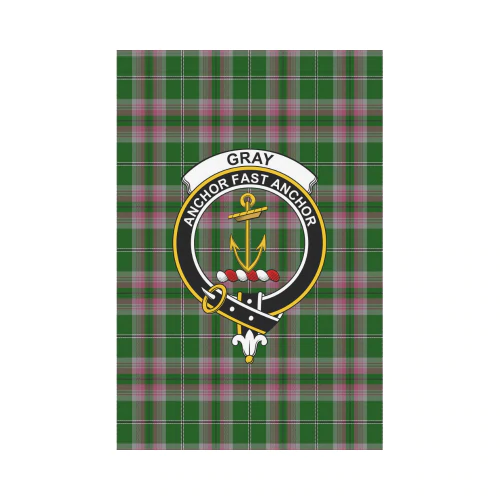 Gray Hunting Tartan Crest Garden Flag