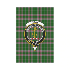 Gray Hunting Tartan Crest Garden Flag