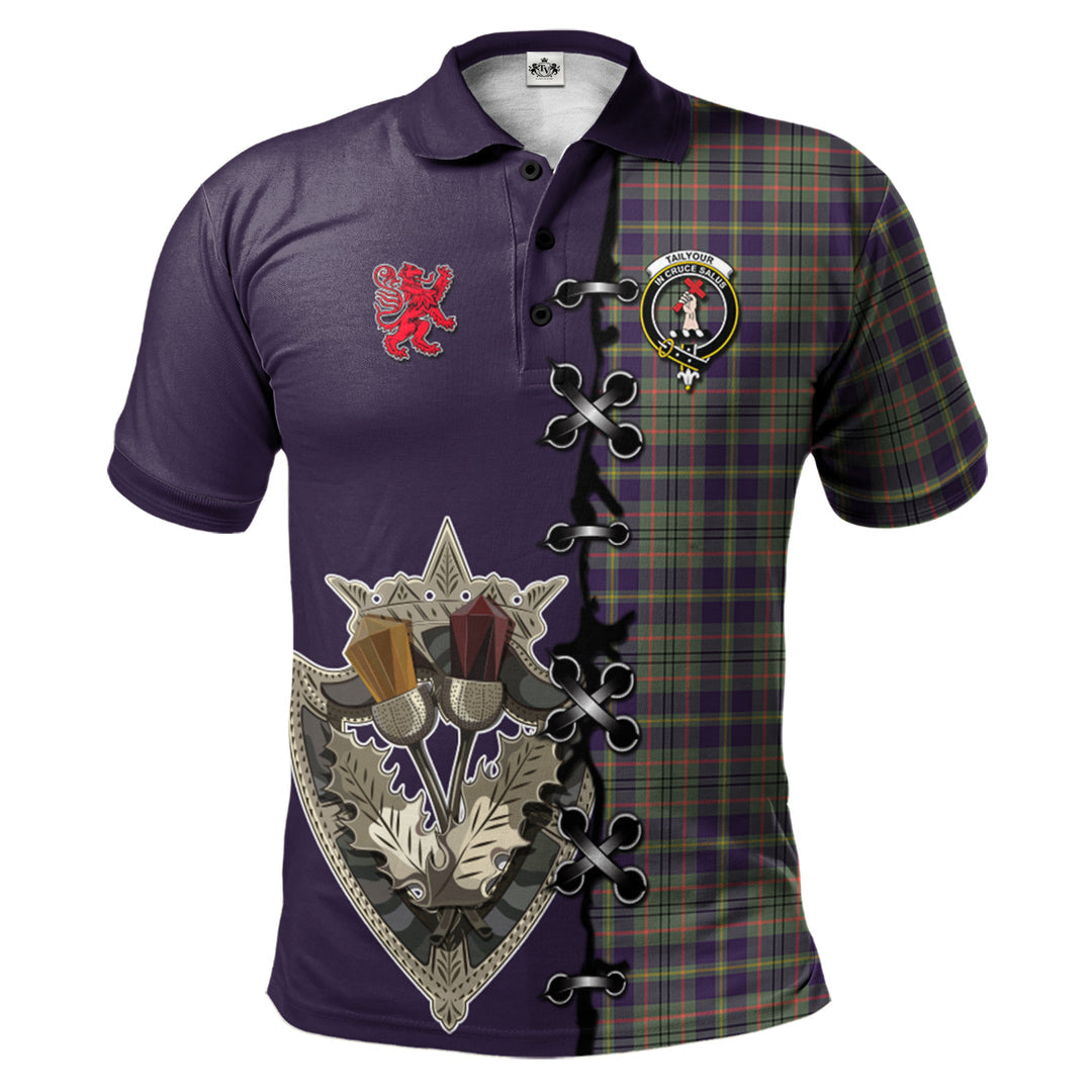 Taylor Weathered Tartan Polo Shirt - Lion Rampant And Celtic Thistle Style