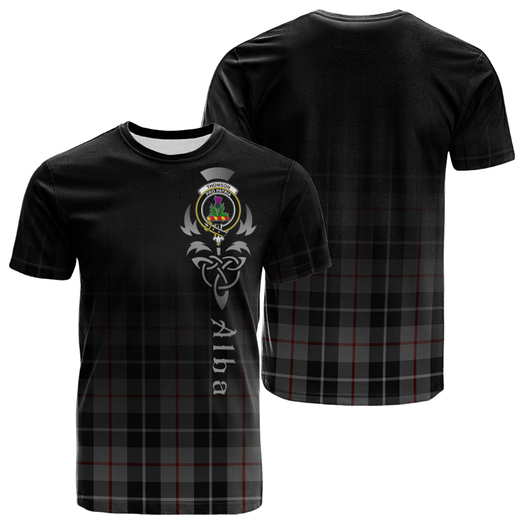 Thompson Grey Tartan Crest T-shirt - Alba Celtic Style