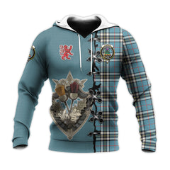 Thomson Tartan Hoodie - Lion Rampant And Celtic Thistle Style