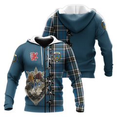 Thomson Dress Blue Tartan Hoodie - Lion Rampant And Celtic Thistle Style