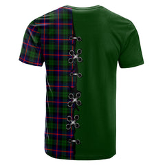 Urquhart Modern Tartan T-shirt - Lion Rampant And Celtic Thistle Style