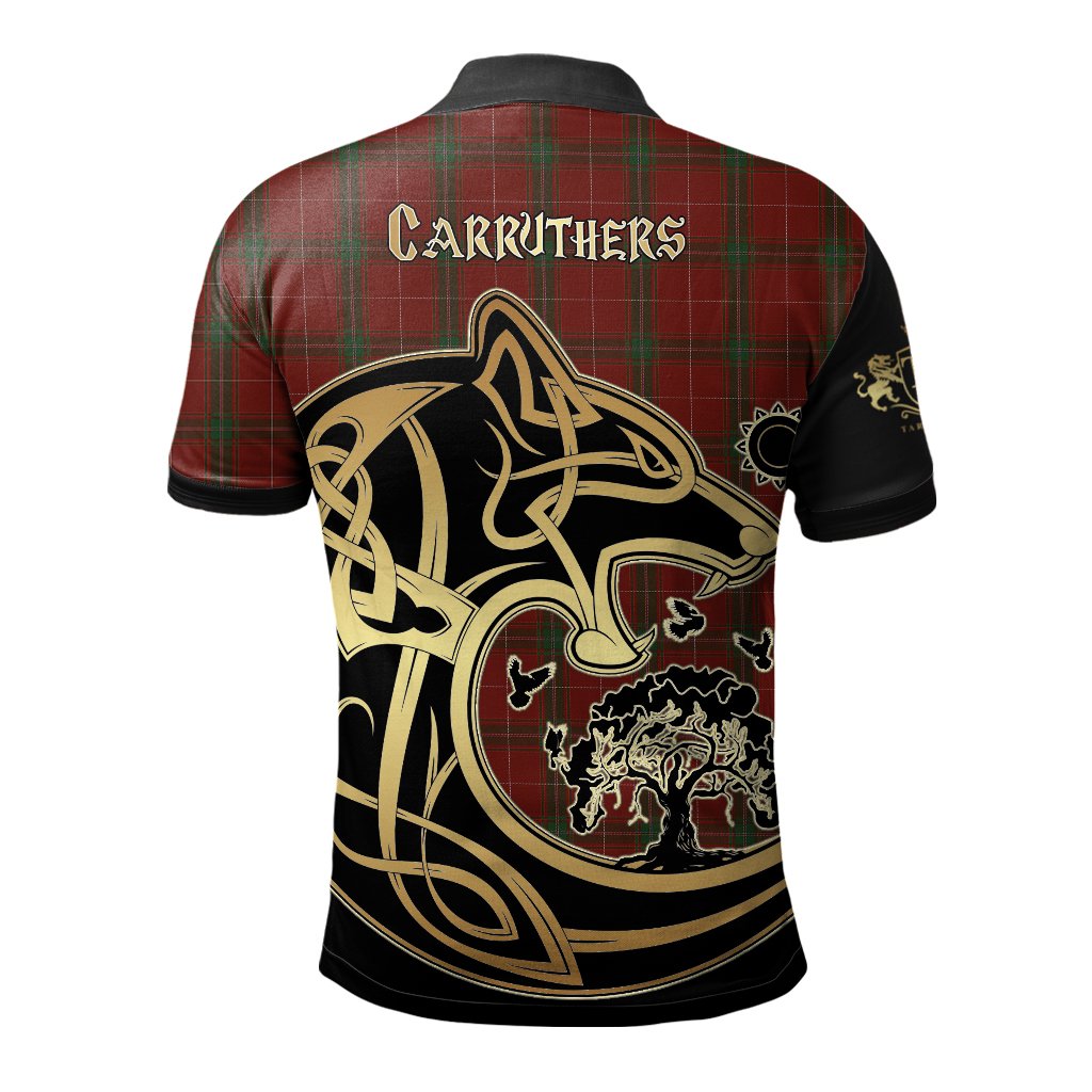 Carruthers Modern Tartan Official Crest Polo Shirt Viking Wolf