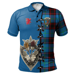 Wedderburn Tartan Polo Shirt - Lion Rampant And Celtic Thistle Style
