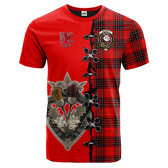 Wemyss Modern Tartan T-shirt - Lion Rampant And Celtic Thistle Style