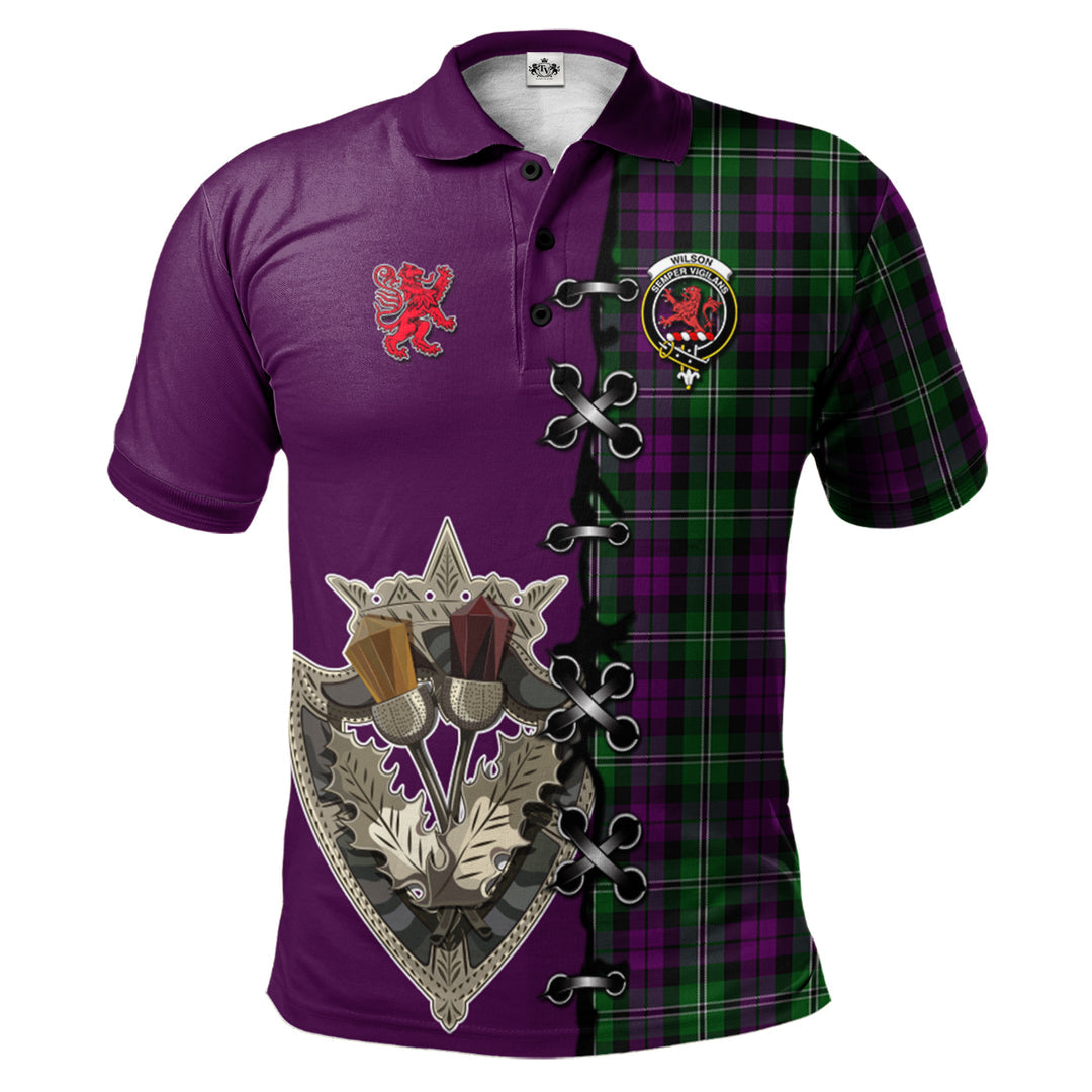 Wilson Tartan Polo Shirt - Lion Rampant And Celtic Thistle Style