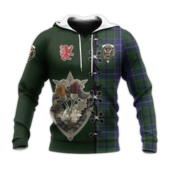 Wishart Hunting Tartan Hoodie - Lion Rampant And Celtic Thistle Style